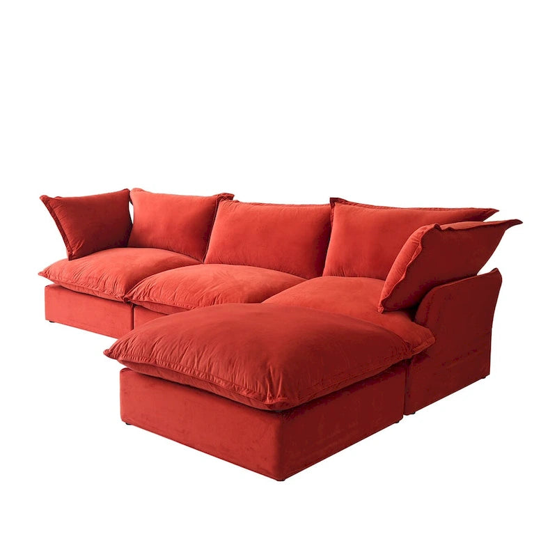 L-förmige Sektionssofas, Tiefe Sektionscouch mit Chaise Ottoman, Moderne gemütliche modulare Sektionssofas