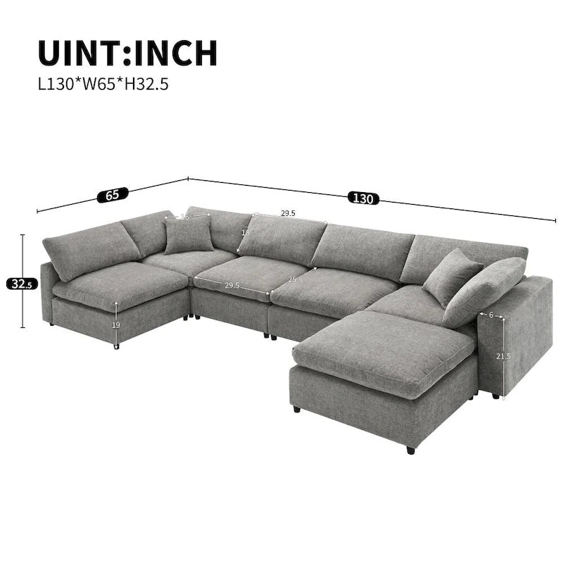 U-förmiges Schlafsofa mit Ottomane