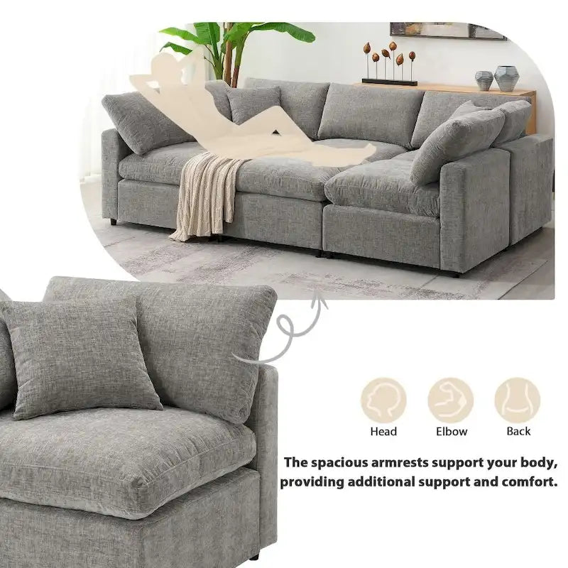 U-förmiges Schlafsofa mit Ottomane
