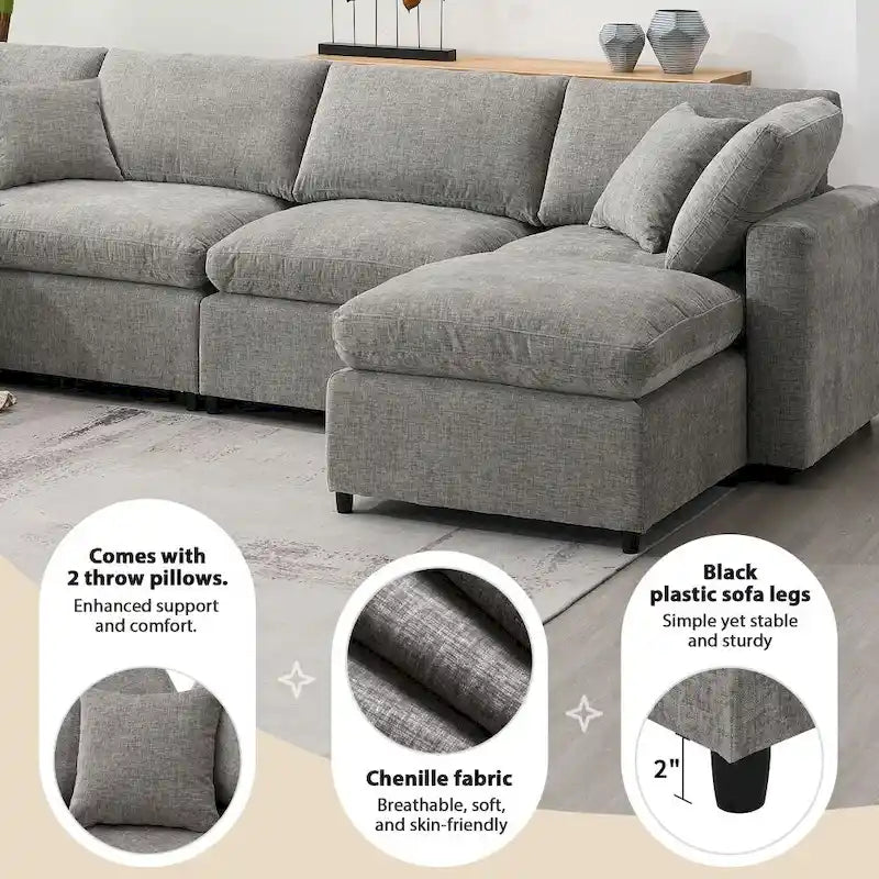 U-förmiges Schlafsofa mit Ottomane