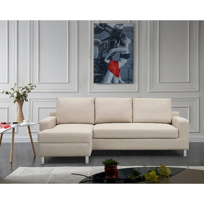 US Pride Furniture Hampton Ecksofa mit Schlaffunktion, Leinen, linke Seite