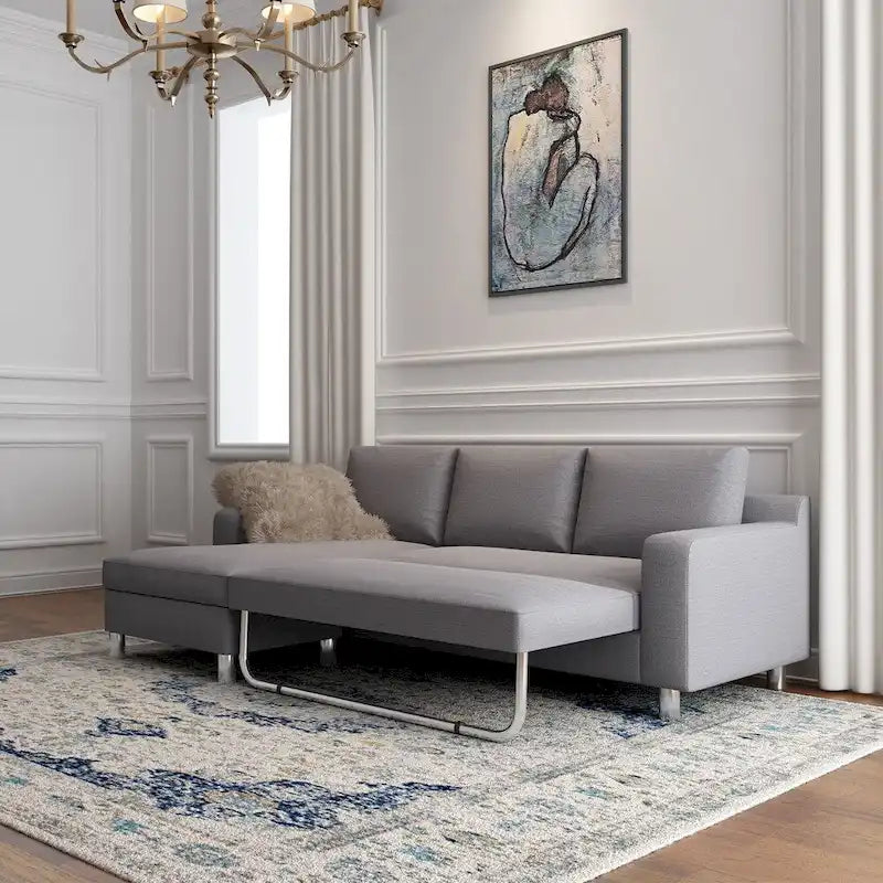 US Pride Furniture Hampton Ecksofa mit Schlaffunktion, Leinen, linke Seite