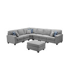7-teiliges modulares L-förmiges Ecksofa mit Ottoman