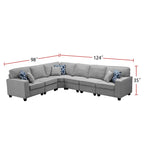 7-teiliges modulares L-förmiges Ecksofa mit Ottoman