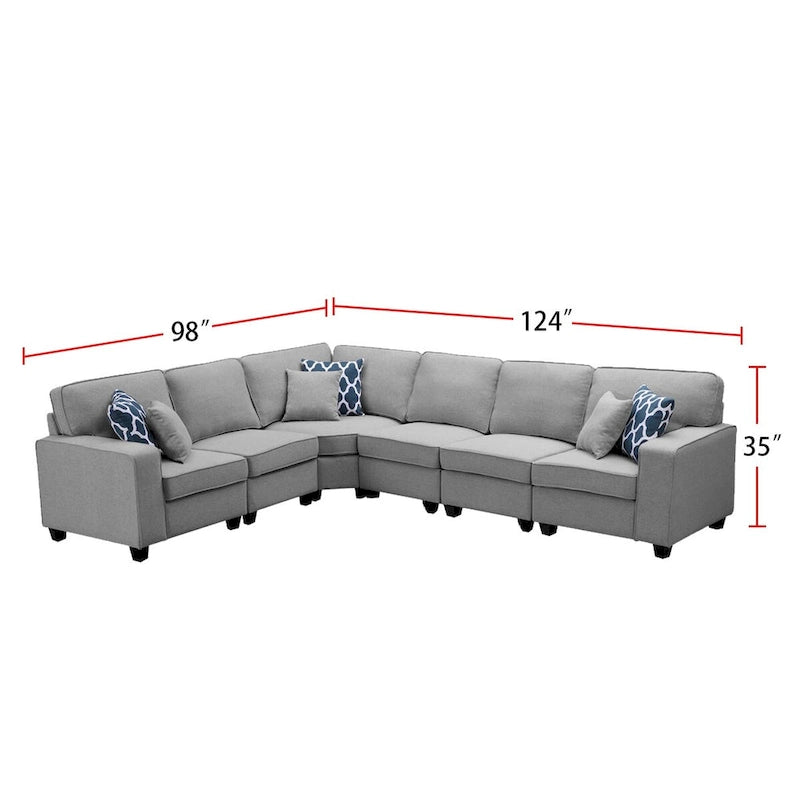 7-teiliges modulares L-förmiges Ecksofa mit Ottoman
