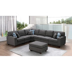 7-teiliges modulares L-förmiges Ecksofa mit Ottoman