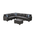 7-teiliges modulares L-förmiges Ecksofa mit Ottoman