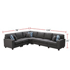 7-teiliges modulares L-förmiges Ecksofa mit Ottoman