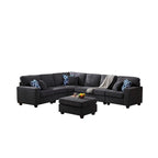 7-teiliges modulares L-förmiges Ecksofa mit Ottoman