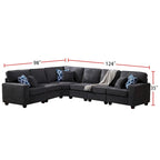 7-teiliges modulares L-förmiges Ecksofa mit Ottoman