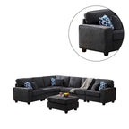 7-teiliges modulares L-förmiges Ecksofa mit Ottoman