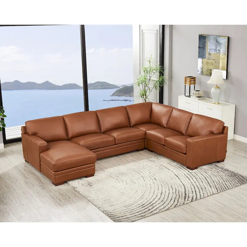 Hydeline Dillon Ecksofa aus echtem Leder, linksseitig, mit Recamiere
