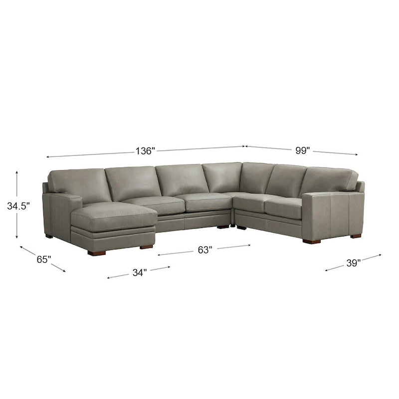 Hydeline Dillon Ecksofa aus echtem Leder, linksseitig, mit Recamiere
