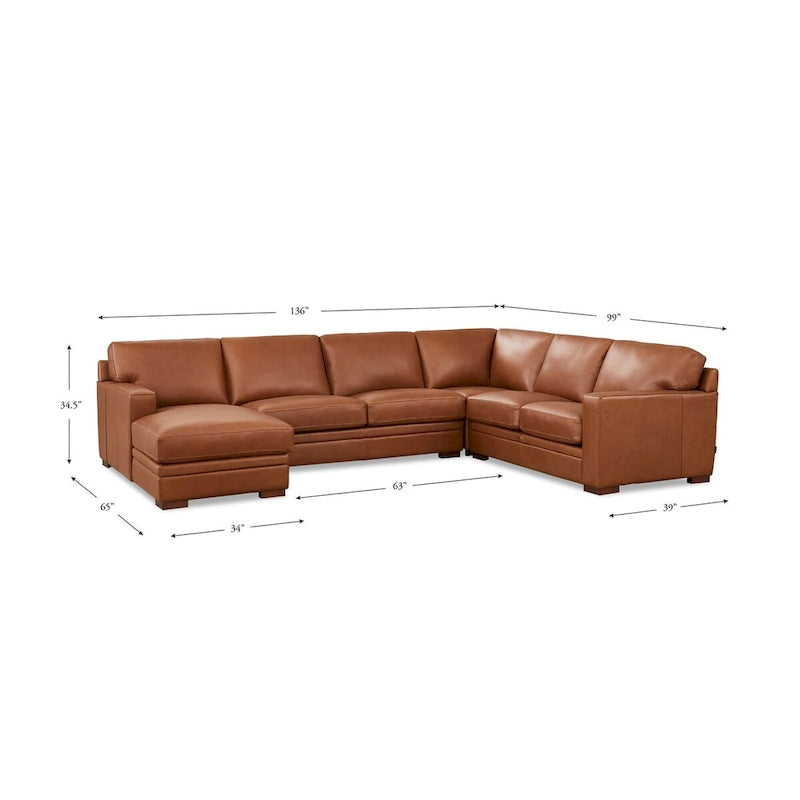 Hydeline Dillon Ecksofa aus echtem Leder, linksseitig, mit Recamiere