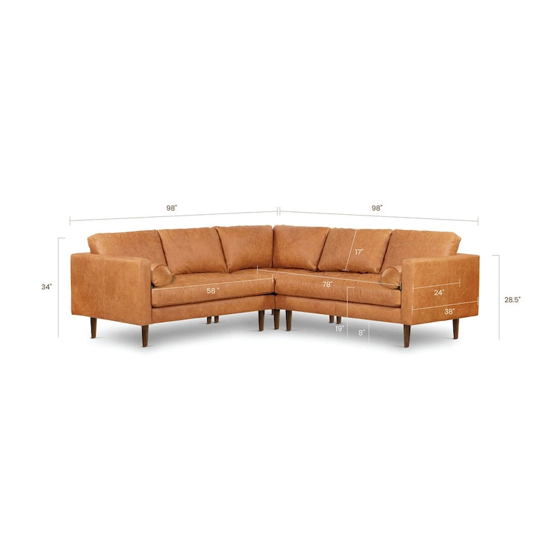 Poly & Bark Napa 98 Ecksofa - italienisches Vollnarbenleder