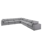 Anka Grau Leinen Daunengefüllt Gesteppt 7-Sitzer Ecksofa von iNSPIRE Q Modern