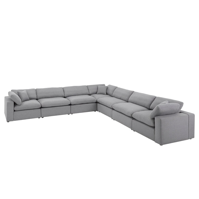 Anka Grau Leinen Daunengefüllt Gesteppt 7-Sitzer Ecksofa von iNSPIRE Q Modern
