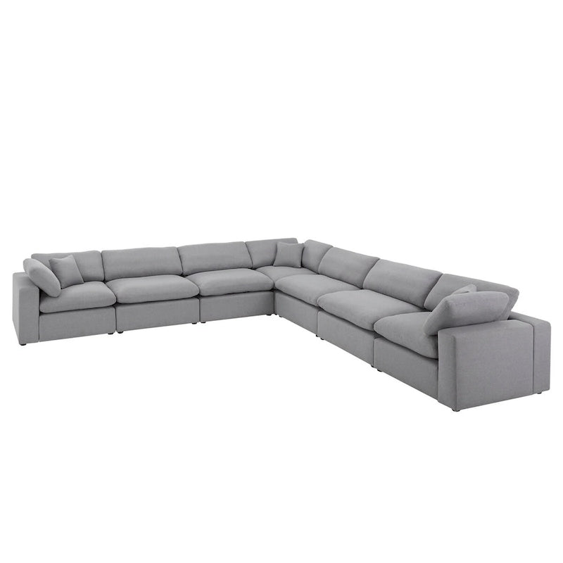 Anka Grau Leinen Daunengefüllt Gesteppt 7-Sitzer Ecksofa von iNSPIRE Q Modern