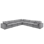 Anka Grau Leinen Daunengefüllt Gesteppt 7-Sitzer Ecksofa von iNSPIRE Q Modern