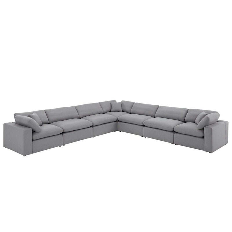 Anka Grau Leinen Daunengefüllt Gesteppt 7-Sitzer Ecksofa von iNSPIRE Q Modern