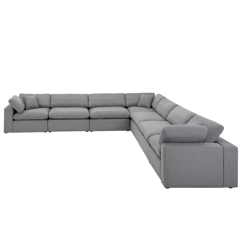 Anka Grau Leinen Daunengefüllt Gesteppt 7-Sitzer Ecksofa von iNSPIRE Q Modern