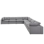 Anka Grau Leinen Daunengefüllt Gesteppt 7-Sitzer Ecksofa von iNSPIRE Q Modern