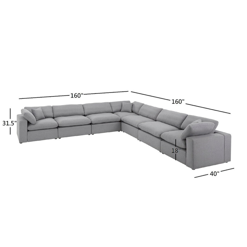 Anka Grau Leinen Daunengefüllt Gesteppt 7-Sitzer Ecksofa von iNSPIRE Q Modern