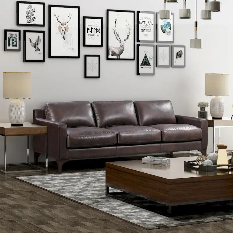 Poly & Bark Sorrento Sofa - Vollnarbiges echtes italienisches Leder