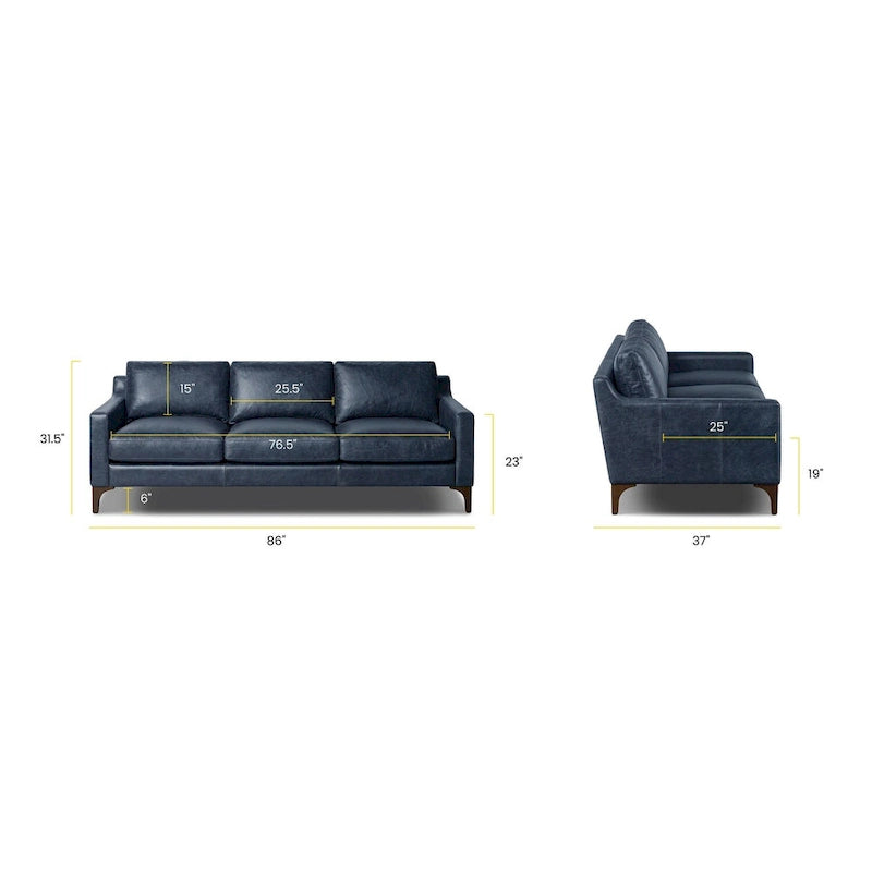 Poly & Bark Sorrento Sofa - Vollnarbiges echtes italienisches Leder