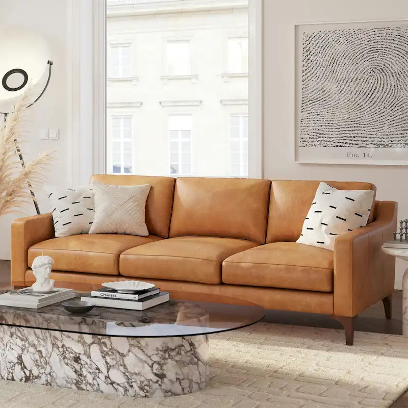 Poly & Bark Sorrento Sofa - Vollnarbiges echtes italienisches Leder