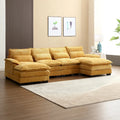 Chenille gepolstertes U-förmiges Wohnzimmer-Ecksofa mit Holzfüßen