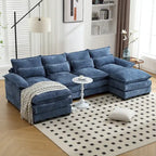 Chenille gepolstertes U-förmiges Wohnzimmer-Ecksofa mit Holzfüßen