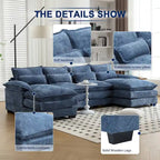 Chenille gepolstertes U-förmiges Wohnzimmer-Ecksofa mit Holzfüßen