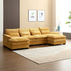 Chenille gepolstertes U-förmiges Wohnzimmer-Ecksofa mit Holzfüßen