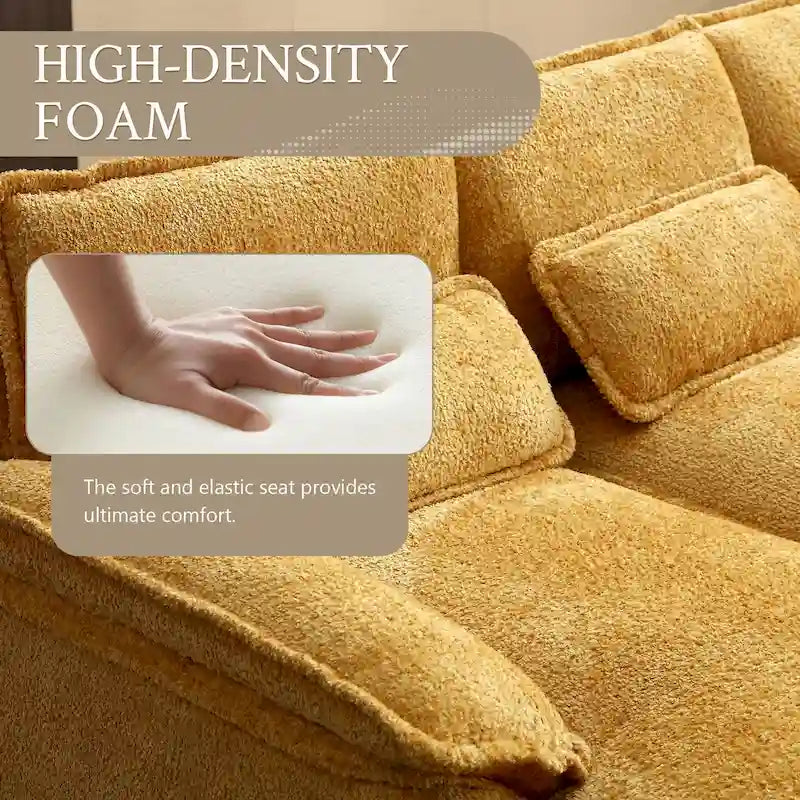 Chenille gepolstertes U-förmiges Wohnzimmer-Ecksofa mit Holzfüßen