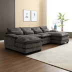Chenille gepolstertes U-förmiges Wohnzimmer-Ecksofa mit Holzfüßen