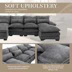 Chenille gepolstertes U-förmiges Wohnzimmer-Ecksofa mit Holzfüßen