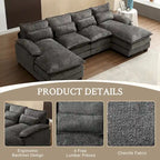 Chenille gepolstertes U-förmiges Wohnzimmer-Ecksofa mit Holzfüßen
