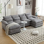 Chenille gepolstertes U-förmiges Wohnzimmer-Ecksofa mit Holzfüßen