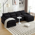 Chenille gepolstertes U-förmiges Wohnzimmer-Ecksofa mit Holzfüßen