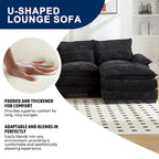 Chenille gepolstertes U-förmiges Wohnzimmer-Ecksofa mit Holzfüßen