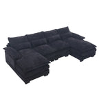 Chenille gepolstertes U-förmiges Wohnzimmer-Ecksofa mit Holzfüßen