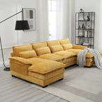 Modernes großes U-förmiges Sektionssofa aus Chenille-Stoff mit Ottomanen, umwandelbares Schlafsofa für Wohnzimmer