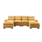 Modernes großes U-förmiges Sektionssofa aus Chenille-Stoff mit Ottomanen, umwandelbares Schlafsofa für Wohnzimmer