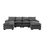 Modernes großes U-förmiges Sektionssofa aus Chenille-Stoff mit Ottomanen, umwandelbares Schlafsofa für Wohnzimmer