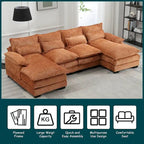 Modernes großes U-förmiges Sektionssofa aus Chenille-Stoff mit Ottomanen, umwandelbares Schlafsofa für Wohnzimmer