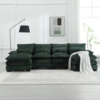 Modernes großes U-förmiges Sektionssofa aus Chenille-Stoff mit Ottomanen, umwandelbares Schlafsofa für Wohnzimmer