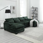 Modernes großes U-förmiges Sektionssofa aus Chenille-Stoff mit Ottomanen, umwandelbares Schlafsofa für Wohnzimmer