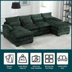 Modernes großes U-förmiges Sektionssofa aus Chenille-Stoff mit Ottomanen, umwandelbares Schlafsofa für Wohnzimmer