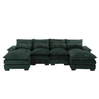 Modernes großes U-förmiges Sektionssofa aus Chenille-Stoff mit Ottomanen, umwandelbares Schlafsofa für Wohnzimmer